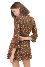 Load image into Gallery viewer, Floral, Chocolate Brown, Ruffle Detailed, Mini Dress