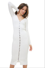 Load image into Gallery viewer, Cardigan, Long Sleeve, Button-Down, Ribbed Knit, Midi Dress