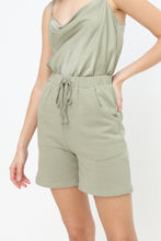 Load image into Gallery viewer, Drawstring, biker short length, pocketed sweat pants, lounge shorts.