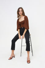 Load image into Gallery viewer, Cropped, Bustier, Tie-Back, Ribbon Back, Balloon Sleeve Blouse