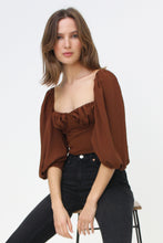 Load image into Gallery viewer, Cropped, Bustier, Tie-Back, Ribbon Back, Balloon Sleeve Blouse