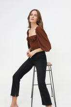 Load image into Gallery viewer, Cropped, Bustier, Tie-Back, Ribbon Back, Balloon Sleeve Blouse