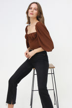 Load image into Gallery viewer, Cropped, Bustier, Tie-Back, Ribbon Back, Balloon Sleeve Blouse