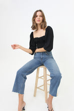 Load image into Gallery viewer, Cropped, Bustier, Tie-Back, Ribbon Back, Balloon Sleeve Blouse