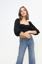 Load image into Gallery viewer, Cropped, Bustier, Tie-Back, Ribbon Back, Balloon Sleeve Blouse