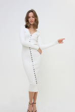 Load image into Gallery viewer, Cardigan, Long Sleeve, Button-Down, Ribbed Knit, Midi Dress
