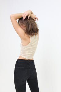 Cropped, Rib Knit, Racer Back, Tank Top